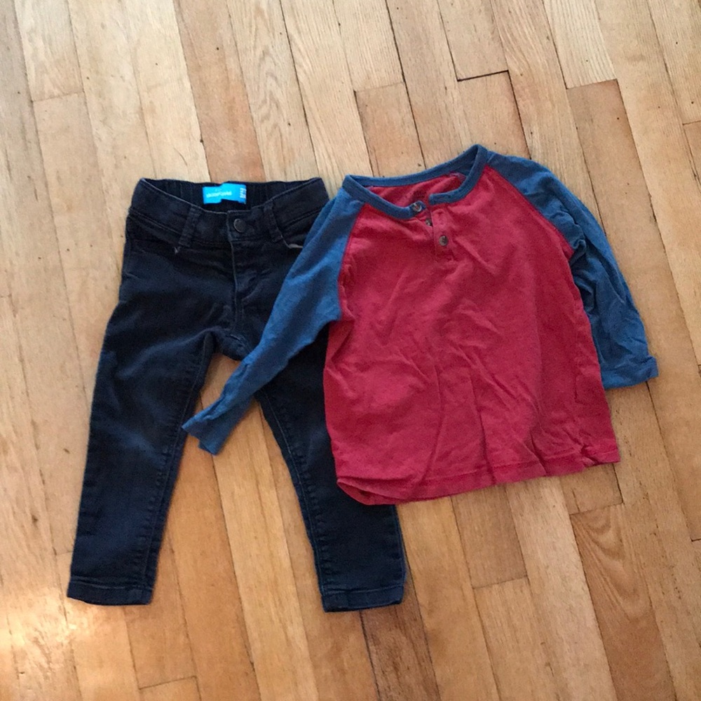 2T Lot Skinny Jeans & Raglan Sleeve Shirt